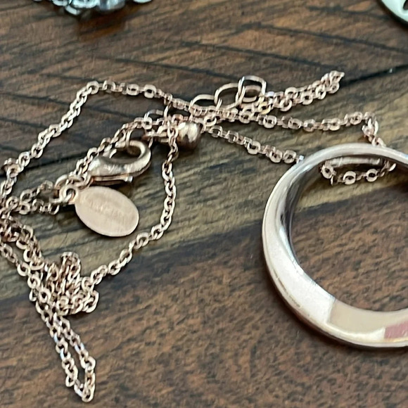 Bundle 3 Express Necklaces silver rose gold tone rhinestones pendants long chain - Picture 14 of 16